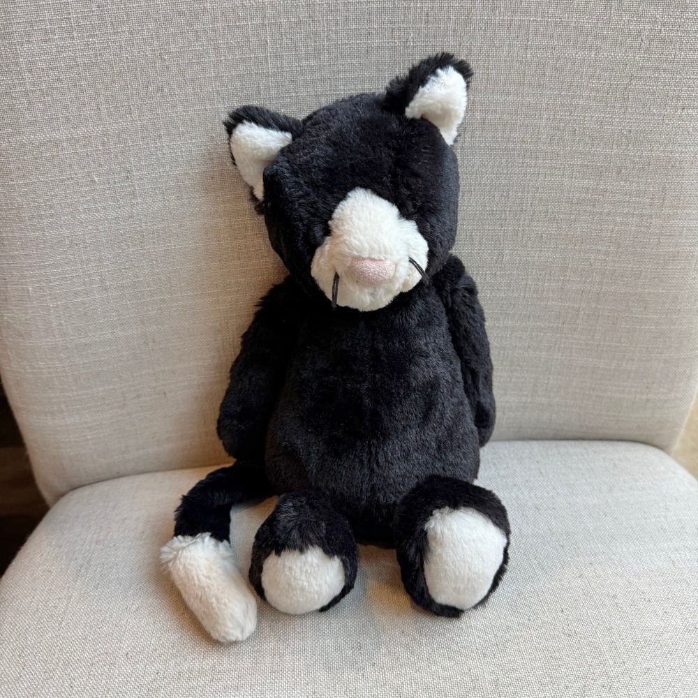 Jellycat Retired Bashful Black and White Tuxedo Cat Plush Stuffed Animal Toy